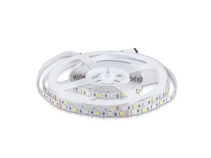 SKU 212553 VT-5050-60-IP20-8 V-TAC Strip LED SMD5050 8W/m Bobina 5m 60 LED/m 12V RGB + 3000K 10mm