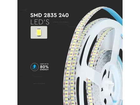 SKU 212165 VT-2835-240-H-N V-TAC Strip LED SMD2835 20W/m Bobina 5m 240 LED/m 12V 4000K 10mm