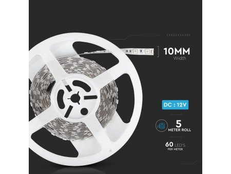 SKU 2126 VT-5050 60-IP20 V-TAC Strip LED SMD5050 10,8W/m Bobina 5m 60 LED/m 12V 6400K 10mm