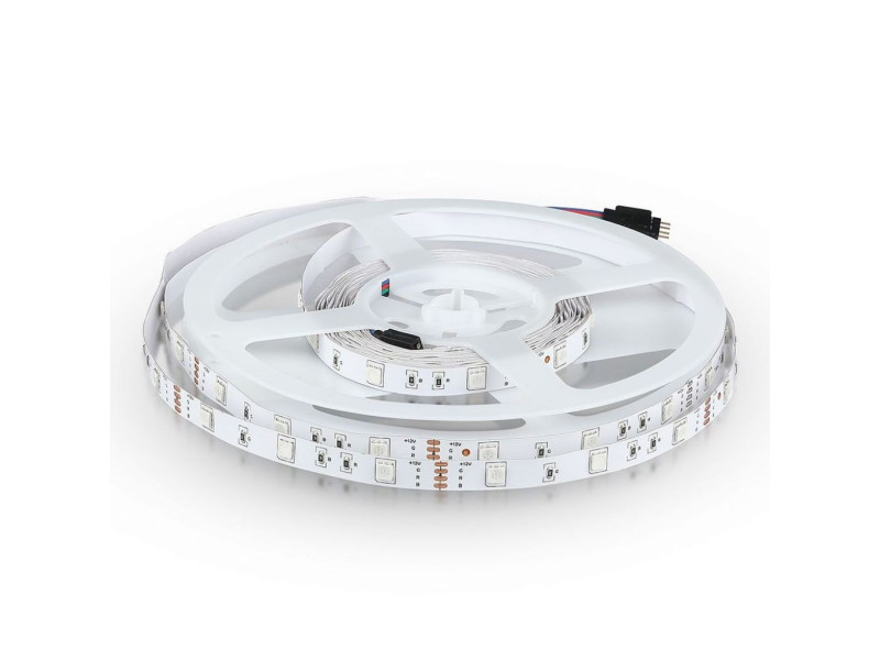 SKU 2124 VT-5050 30-IP20 V-TAC Strip LED SMD5050 4,8W/m Bobina 5m 30 LED/m 12V RGB 10mm