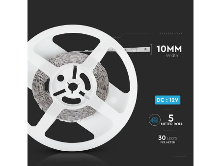 SKU 2124 VT-5050 30-IP20 V-TAC Strip LED SMD5050 4,8W/m Bobina 5m 30 LED/m 12V RGB 10mm