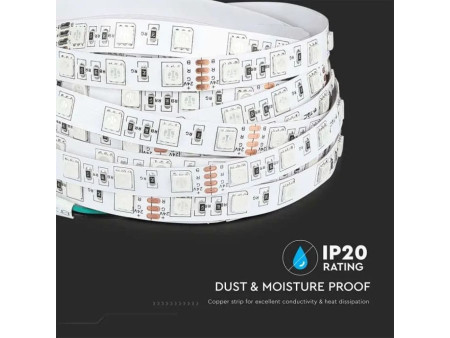 SKU 212431 VT-5050-24V V-TAC Strip LED SMD5050 10W/m Bobina 5m 60 LED/m 24V 3000K 10mm