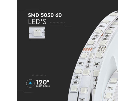 SKU 212459 VT-5050-60-IP20-10 V-TAC Strip LED SMD5050 10W/m Bobina 5m 60 LED/m 24V 4000K 10mm