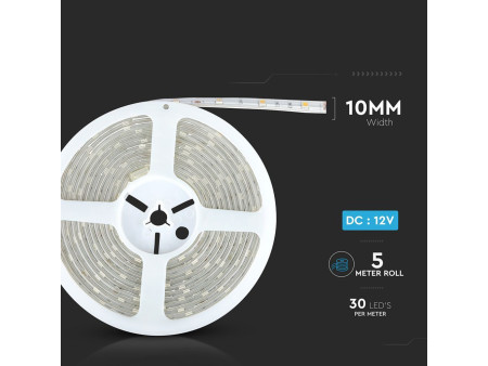 SKU 212460 VT-5050-30-N V-TAC Strip LED SMD5050 6W/m Bobina 5m 30 LED/m 12V 4000K IP65 10mm
