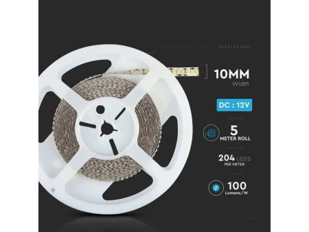 SKU 212463 VT-2835-17 V-TAC Strip LED SMD2835 17W/m Bobina 5m 204 LED/m 12V 6500K 10mm