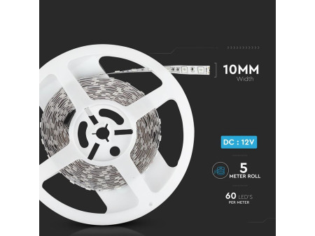 SKU 212547 VT-5050-60-IP65 V-TAC Strip LED SMD5050 11W/m Bobina 5m 60 LED/m 12V 2200K 10mm