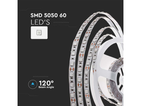 SKU 212547 VT-5050-60-IP65 V-TAC Strip LED SMD5050 11W/m Bobina 5m 60 LED/m 12V 2200K 10mm