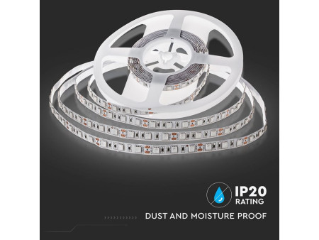 SKU 212547 VT-5050-60-IP65 V-TAC Strip LED SMD5050 11W/m Bobina 5m 60 LED/m 12V 2200K 10mm