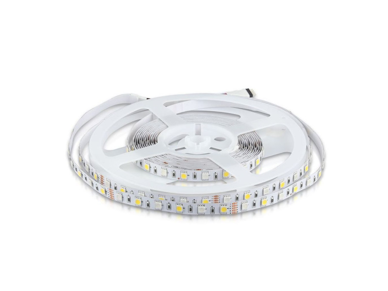 SKU 212552 VT-5050-60-IP20-N V-TAC Strip LED SMD5050 8W/m Bobina 5m 60 LED/m 12V RGB + 4000K 10mm