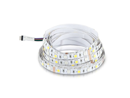 SKU 212552 VT-5050-60-IP20-N V-TAC Strip LED SMD5050 8W/m Bobina 5m 60 LED/m 12V RGB + 4000K 10mm
