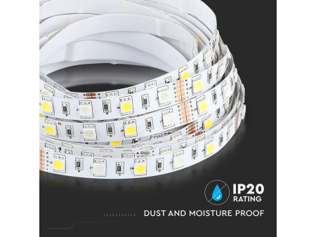 SKU 212552 VT-5050-60-IP20-N V-TAC Strip LED SMD5050 8W/m Bobina 5m 60 LED/m 12V RGB + 4000K 10mm