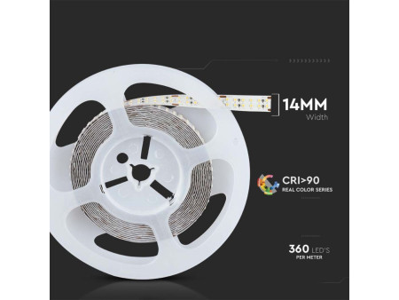 SKU 212581 VT-2216-360-IP20 V-TAC Strip LED SMD2216 30W/m Bobina 5m 364 LED/m 24V 4000K 14mm
