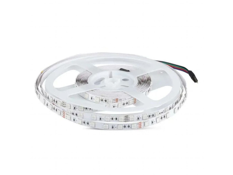 SKU 212591 VT-5050-60-IP20-10 V-TAC Strip LED SMD5050 7W/m Bobina 5m 60 LED/m 24V RGB 10mm