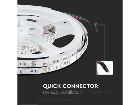 SKU 212591 VT-5050-60-IP20-10 V-TAC Strip LED SMD5050 7W/m Bobina 5m 60 LED/m 24V RGB 10mm