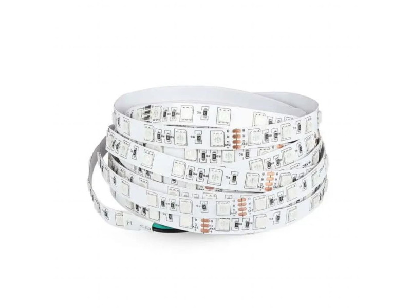 SKU 212592 VT-5050-60-IP20-7 V-TAC Strip LED SMD5050 7W/m Bobina 10m 60 LED/m 24V RGB 10mm