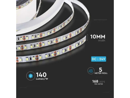 SKU 212598 VT-2835-168 V-TAC Strip LED SMD2835 12W/m Bobina 5m 168 LED/m 24V 140LM/W 6500K 10mm