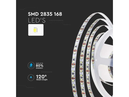 SKU 212597 VT-2835-168 V-TAC Strip LED SMD2835 12W/m Bobina 5m 168 LED/m 24V 140LM/W 4000K 10mm