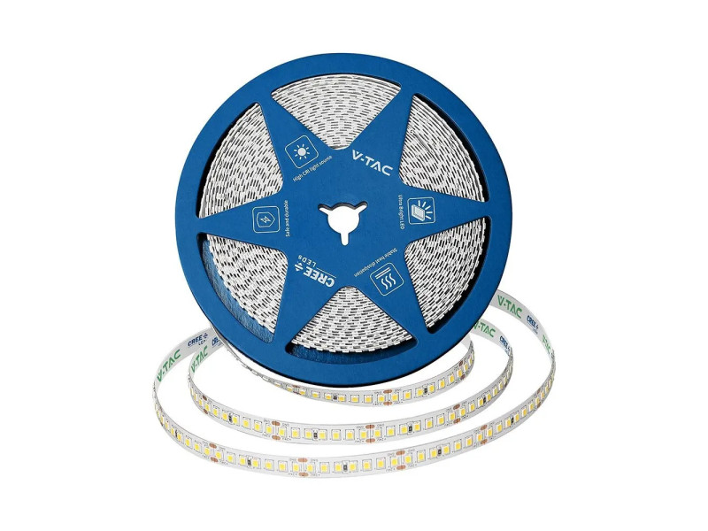 SKU 2125976 VT-2835 168 V-TAC PRO Strip LED SMD2835 Chip CREE 12W/m Bobina 10m 168 LED/m 24V 4000K 8mm CRI90