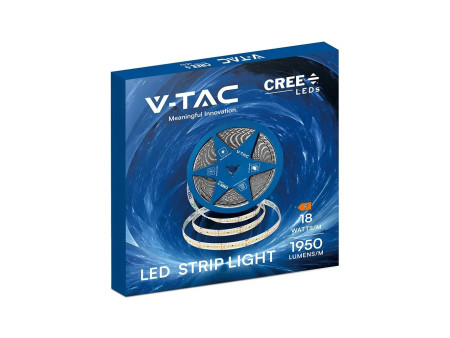 SKU 2126016 VT-2835 238 V-TAC PRO Strip LED SMD2835 Chip CREE 18W/m Bobina 10m 238 LED/m 24V 6500K 10mm CRI90