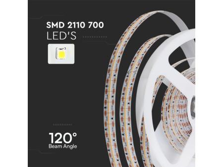 SKU 212603 VT-2110  Confronta V-TAC Strip LED SMD2110 22W/m Bobina 5m 700 LED/m 24V 4000K 12mm CRI90