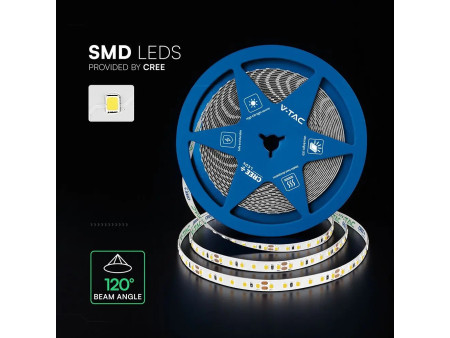 SKU 2126246 VT-2835 120 V-TAC PRO Strip LED SMD2835 Chip CREE 10W/m Bobina 10m 120 LED/m 24V 6500K 8mm CRI90
