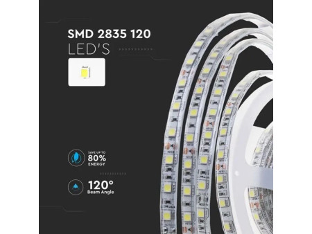 SKU 212627 VT-2835-7.5 V-TAC Strip LED SMD2835 8W/m Bobina 10m 120 LED/m 24V 6500K IP65 9.3mm