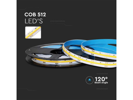 SKU 212650 VT-COB-512 V-TAC Strip LED COB-512 13W/m Bobina 5m 24V 1050Lm/m 4000K 10mm