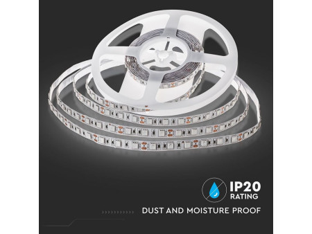 SKU 2128 VT-5050 60-IP20 V-TAC Strip LED SMD5050 10,8W/m Bobina 5m 60 LED/m 12V Rosso 10mm