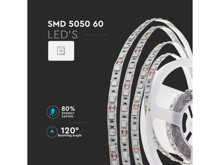 SKU 2156 VT-5050 60-IP20 V-TAC Strip LED SMD5050 10,8W/m Bobina 5m 60 LED/m 12V Giallo 10mm