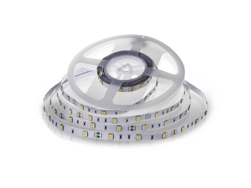 SKU 2133 VT-5050 30-IP20 V-TAC Strip LED SMD5050 4,8W/m Bobina 5m 30 LED/m 12V 6000K 10mm