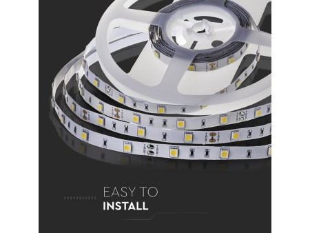 SKU 2133 VT-5050 30-IP20 V-TAC Strip LED SMD5050 4,8W/m Bobina 5m 30 LED/m 12V 6000K 10mm