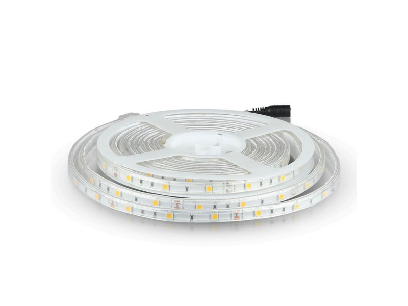 SKU 2145 VT-5050 30-IP65 V-TAC Strip LED SMD5050 4,8W/m Bobina 5m 30 LED/m 12V 3000K IP65 10mm