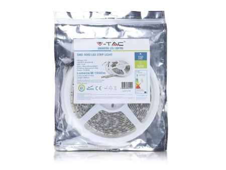 SKU 2155 VT-5050 60-IP65 V-TAC Strip LED SMD5050 10,8W/m Bobina 5m 60 LED/m 12V RGB IP65 10mm