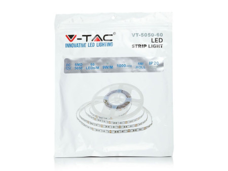 SKU 2159 VT-5050 60RGBW V-TAC Strip LED SMD5050 10,8W/m Bobina 5m 60 LED/m 12V RGB + 6000K 10mm