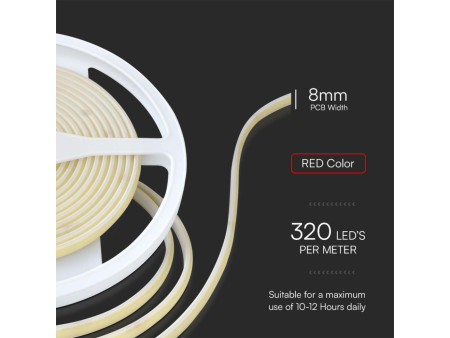 SKU 23142 VT-COB-320 V-TAC Strip LED COB-320 10W/m Bobina 5m 24V Blu IP67 10mm