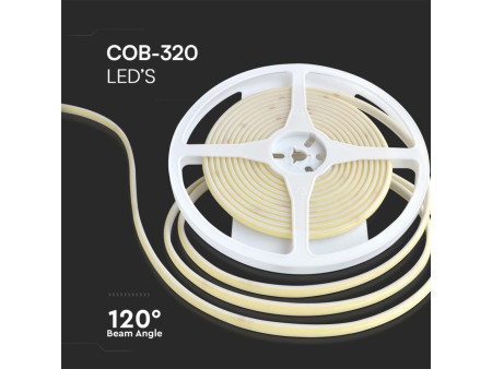 SKU 23143 VT-COB-320 V-TAC Strip LED COB-320 10W/m Bobina 5m 24V Verde IP67 10mm