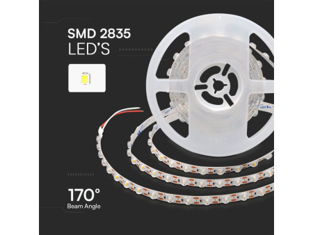 SKU 23335 VT-2835-48 V-TAC Strip LED SMD2835 Lenti 170° 16.5W/m Bobina 5m 48 LED/m 24V 4000K 11mm