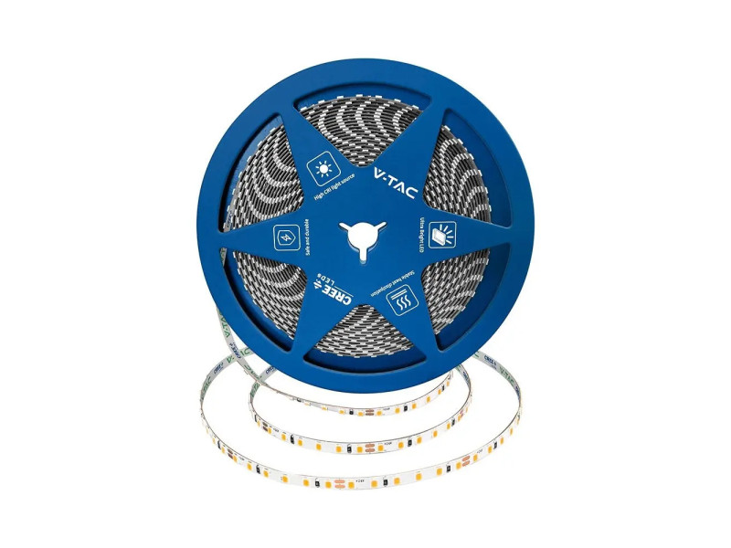 SKU 240826 VT-2835 120 V-TAC PRO Strip LED SMD2835 Chip CREE 8W/m Bobina 10m 120 LED/m 24V Doppio PCB 6500K 5mm CRI90