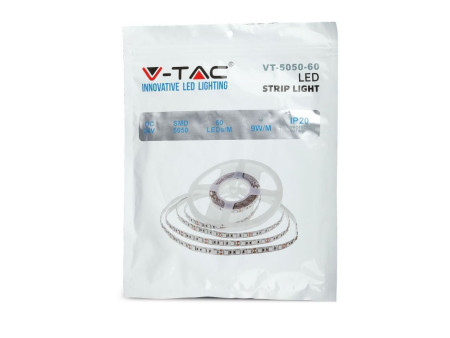 SKU 2459 VT-5050-24V V-TAC Strip LED SMD5050 9W/m Bobina 5m 60 LED/m 24V 4000K 10mm