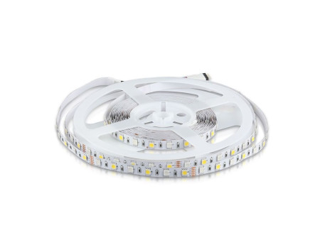 SKU 2552 VT-5050 60-IP20 V-TAC Strip LED SMD5050 10,8W/m Bobina 5m 60 LED/m 12V RGB + 4000K 10mm