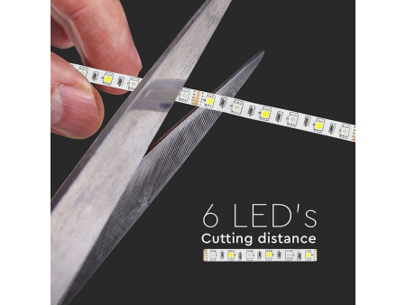 SKU 2553 VT-5050 60-IP20 V-TAC Strip LED SMD5050 10,8W/m Bobina 5m 60 LED/m 12V RGB + 3000K 10mm