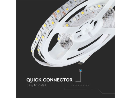 SKU 2553 VT-5050 60-IP20 V-TAC Strip LED SMD5050 10,8W/m Bobina 5m 60 LED/m 12V RGB + 3000K 10mm