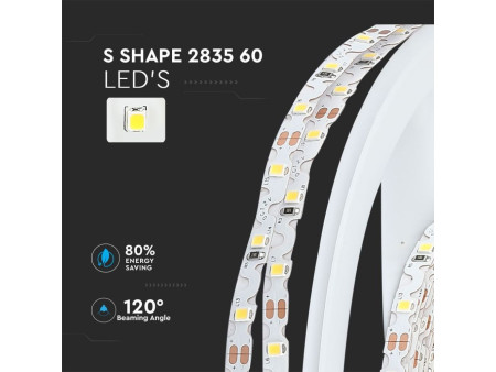 SKU 2560 VT-2835 60 V-TAC Strip LED SMD2835 3,6W/m Bobina 5m 60 LED/m 12V 4000K 6mm