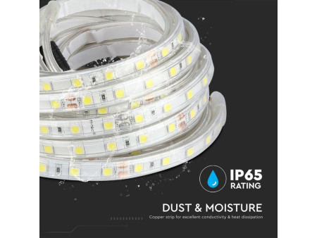 SKU 2562 VT-5050-60 V-TAC Strip LED SMD5050 9W/m Bobina 5m 60 LED/m 24V 3000K IP65 11.2mm