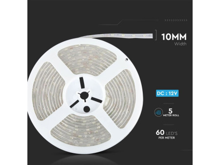 SKU 2563 VT-5050 60 V-TAC Strip LED SMD5050 9W/m Bobina 5m 60 LED/m 24V 4000K IP65 10mm