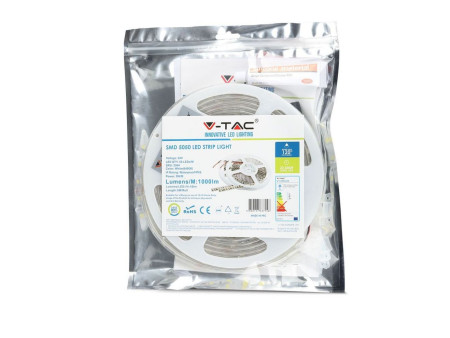 SKU 2564 VT-5050 60 V-TAC Strip LED SMD5050 9W/m Bobina 5m 60 LED/m 24V 6400K IP65 10mm