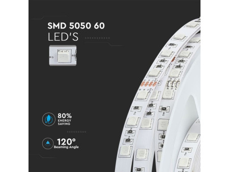 SKU 2591 VT-5050 60-24V V-TAC Strip LED SMD5050 9W/m Bobina 5m 60 LED/m 24V RGB 10mm