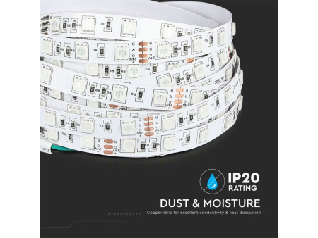SKU 2592 VT-5050 60-24V V-TAC Strip LED SMD5050 9W/m Bobina 10m 60 LED/m 24V RGB 10mm
