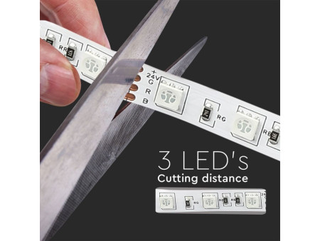 SKU 2592 VT-5050 60-24V V-TAC Strip LED SMD5050 9W/m Bobina 10m 60 LED/m 24V RGB 10mm