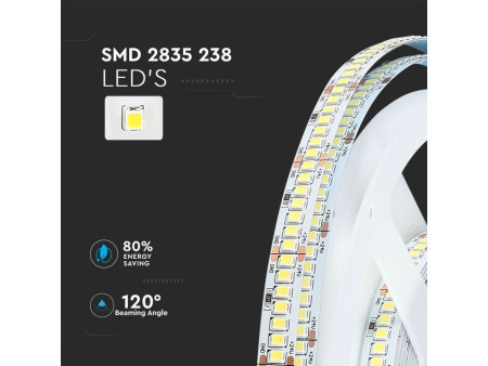 SKU 2599 VT-2835 238 V-TAC Strip LED SMD2835 17W/m Bobina 5m 238 LED/m 24V 150LM/W 3000K 10mm
